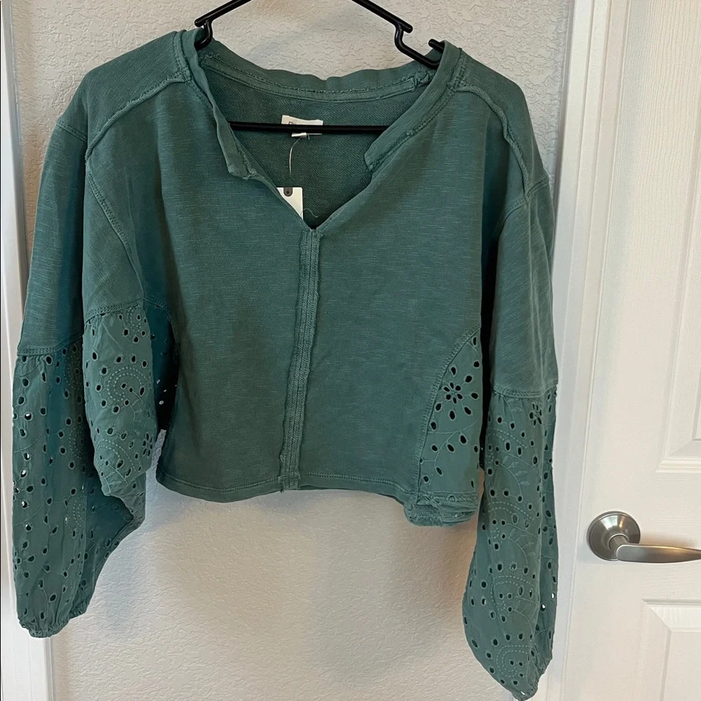 Anthropologie Pilcro Embroidered Eyelet Pullover Top NWT XS